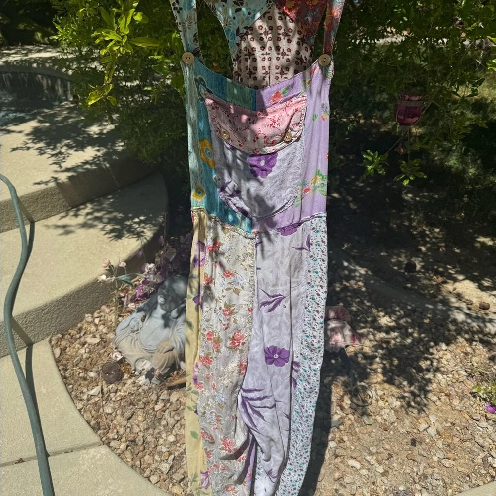 Sacred Threads Patchwork Overalls Jumper with Pockets - Picture 2 of 6